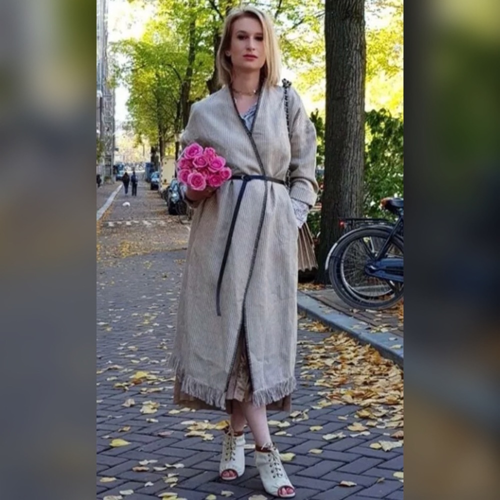 ZARA Linen coat contrasting topstitching #Cybermondaysale